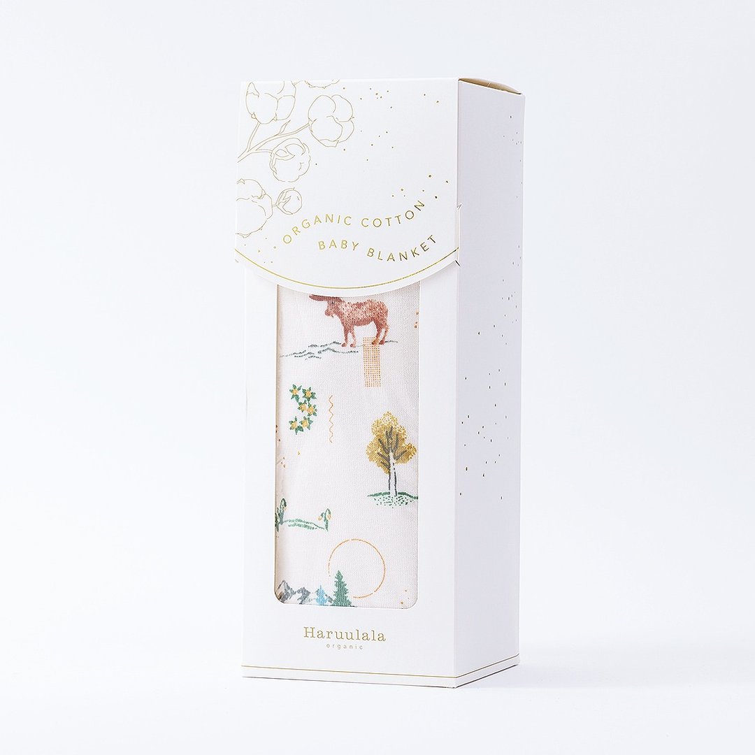日本 新生儿弥月礼物 有机棉【婴儿毯 白纸盒】定制刺绣 满月礼 - 满月礼盒 - 棉 红色