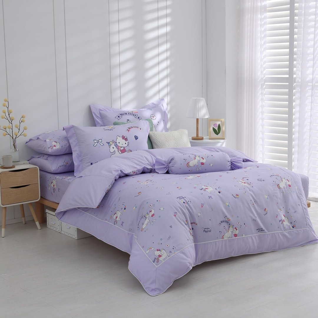 Hello Kitty-床包两用被组-独角兽-紫-正版授权 - 寝具 - 棉 