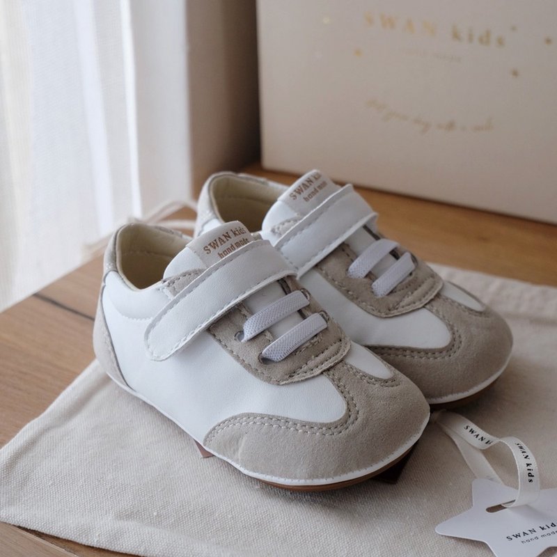 Swan天鹅童鞋-复古德训宝宝学步鞋1645 - 婴儿鞋 - 人造皮革 白色