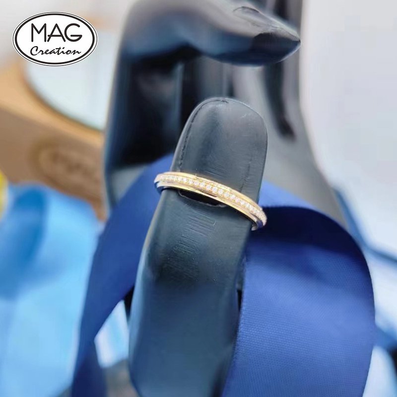 特色设计 | 18K白金天然钻石线戒 - 戒指 - 贵金属 