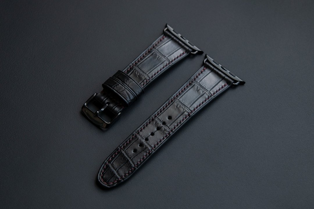 订制款 经典黑鳄鱼皮 Apple Watch 表带 - 表带 - 真皮 黑色