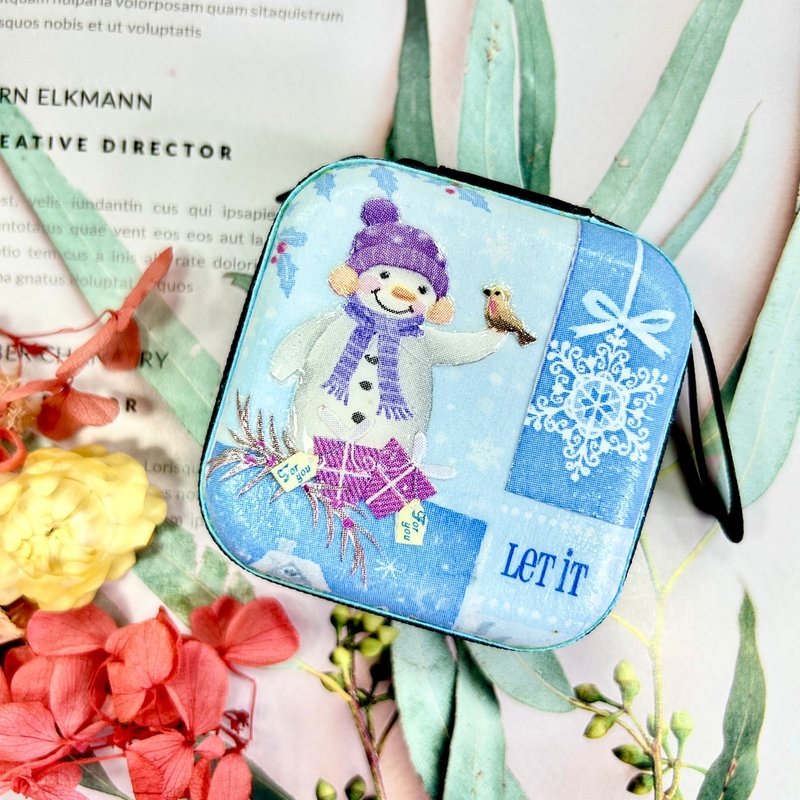 【手工礼物】溜冰鞋雪人 – AirPods / Pro 耳机壳 小型收纳盒 - 耳机收纳 - 其他金属 蓝色
