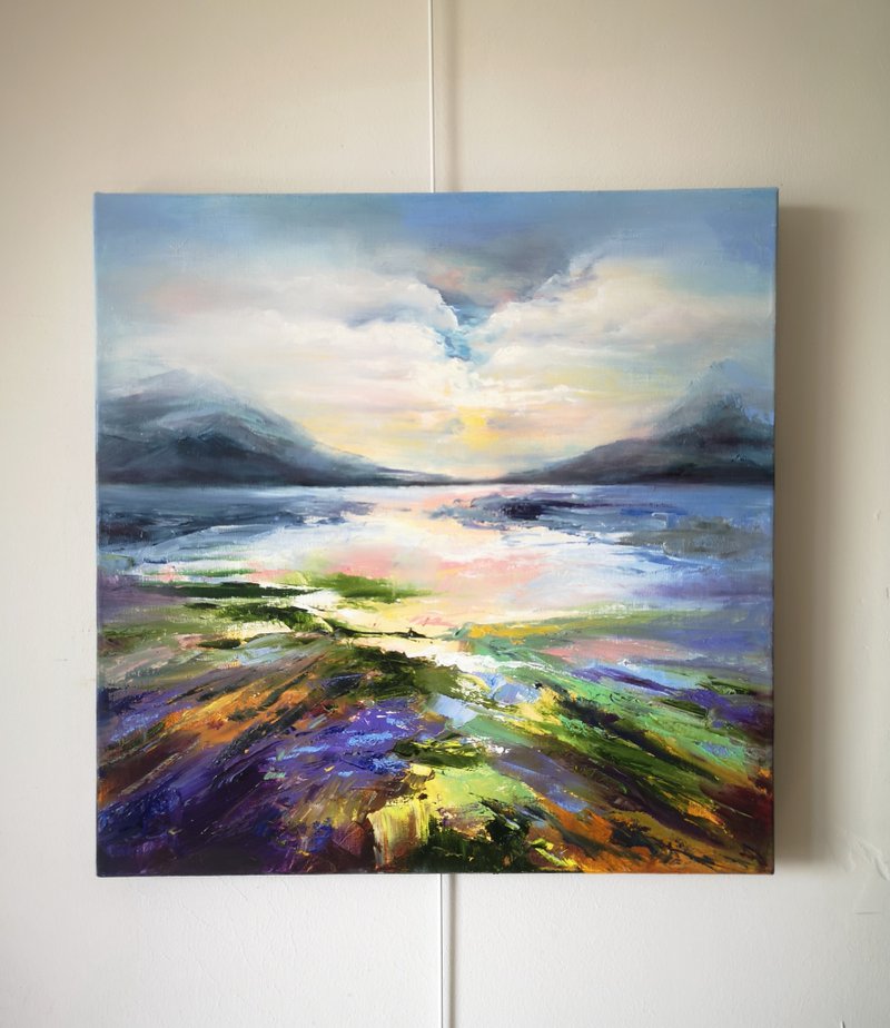 Seascape Painting  Abstract Original Art on Canvas 70x70 cm. - 墙贴/壁贴 - 棉．麻 