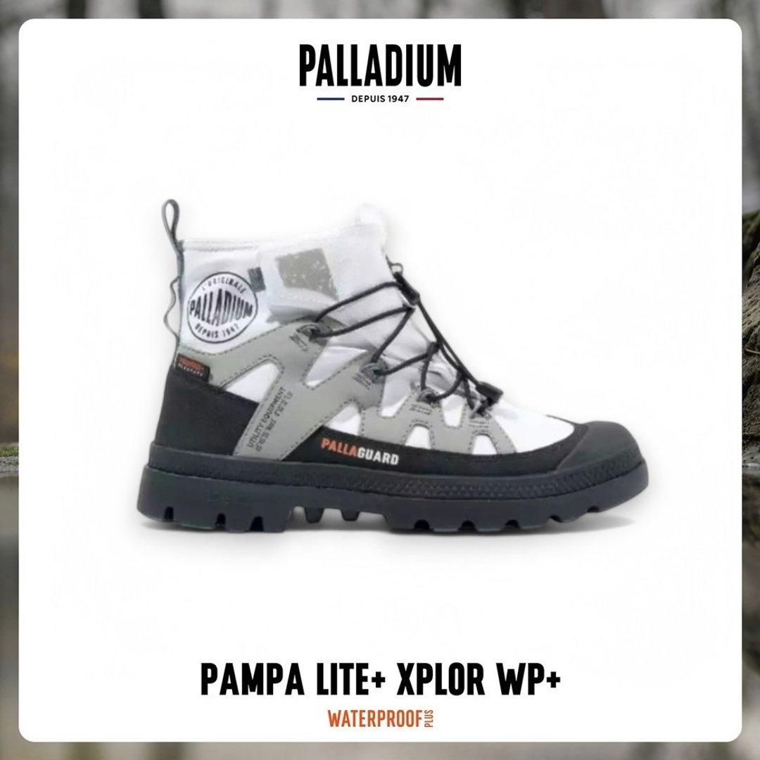 PALLADIUM  PAMPA LITE+ XPLOR WP+快穿防水靴 男女款 白黑 74383 - 雨鞋/雨靴 - 其他材质 