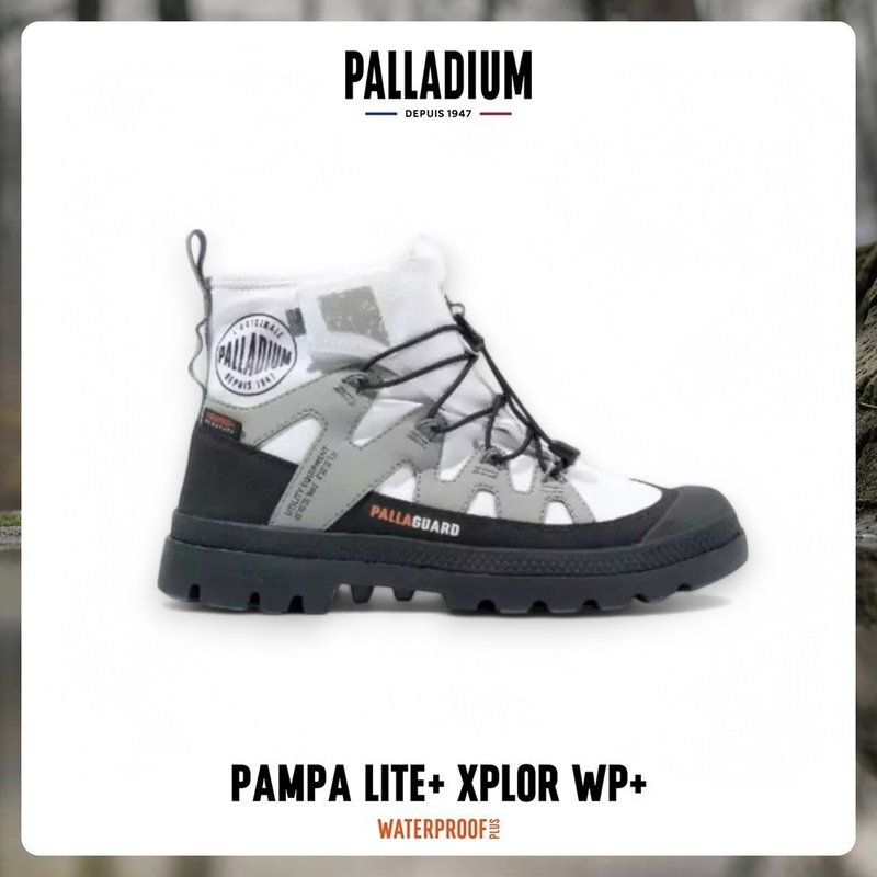 PALLADIUM  PAMPA LITE+ XPLOR WP+快穿防水靴 男女款 白黑 74383 - 雨鞋/雨靴 - 其他材质 