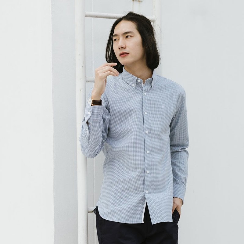 PREMIUM // teal check // men slim fit - 男装衬衫 - 聚酯纤维 绿色