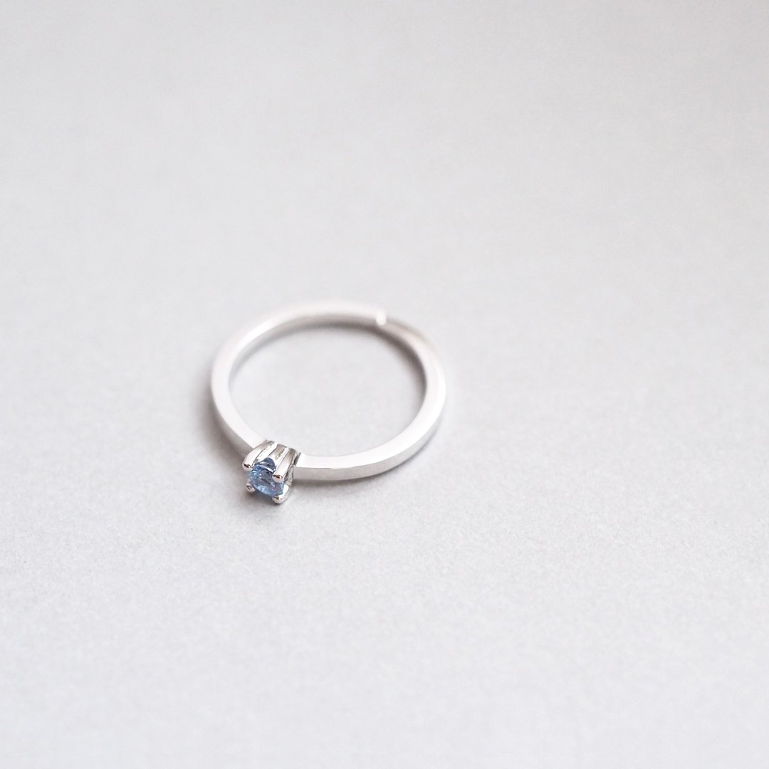 Adjustable size) Topaz Pinky Ring Silver 925 - 戒指 - 其他金属 蓝色
