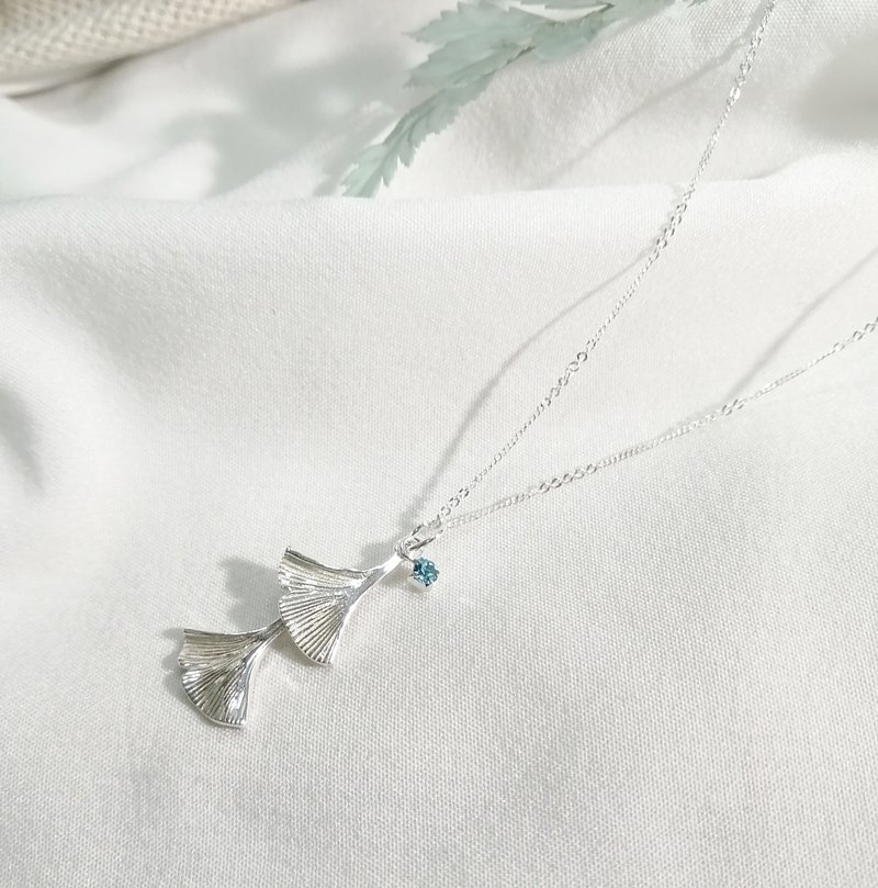 【银杏系列】银杏项链--片片银杏  925纯银 银项链 手作 - 项链 - 纯银 银色