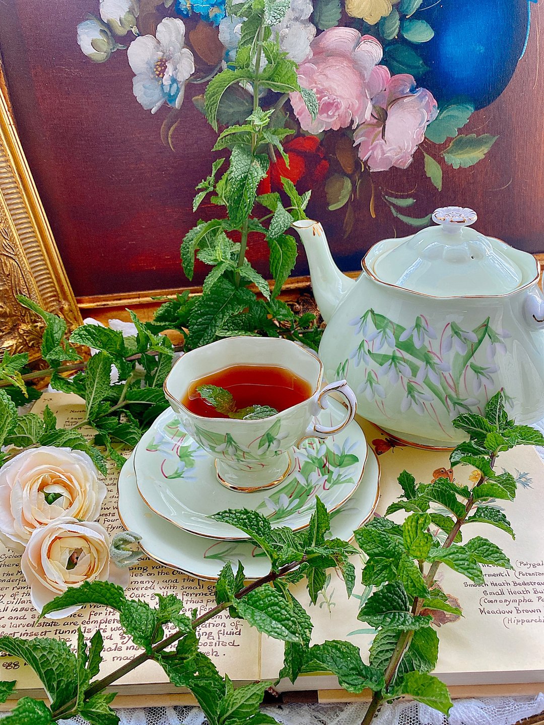 1935年Royal Albert古董花茶杯手绘古董杯 花茶杯 咖啡杯马年新 - 茶具/茶杯 - 瓷 绿色