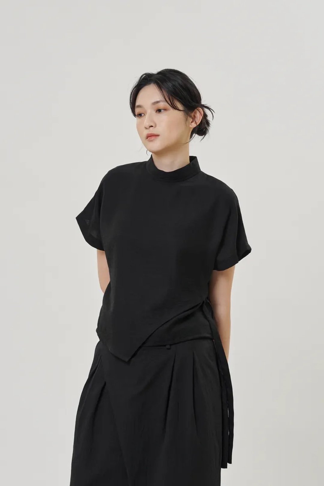 连袖腰绑带衫 - 女装上衣 - 其他人造纤维 黑色