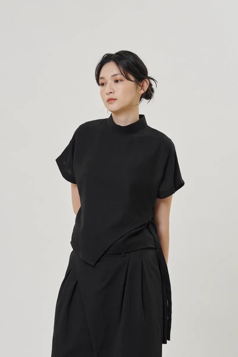 连袖腰绑带衫 - 女装上衣 - 其他人造纤维 黑色