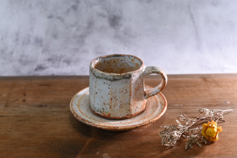 志野烧手工拉胚咖啡杯盘组合 - 咖啡杯/马克杯 - 陶 