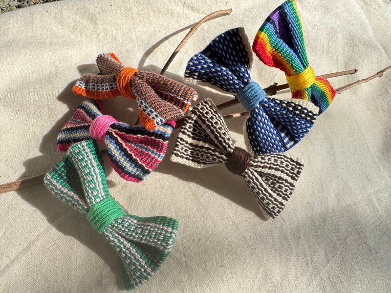 【纯手工】太鲁阁族传统织布.蝴蝶结发夹.发圈 - 发饰 - 棉．麻 多色