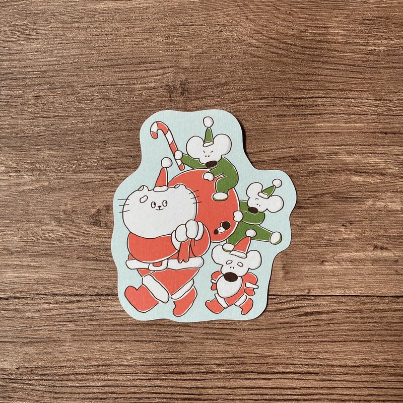 圣诞造型卡片//猫 - 卡片/明信片 - 纸 白色