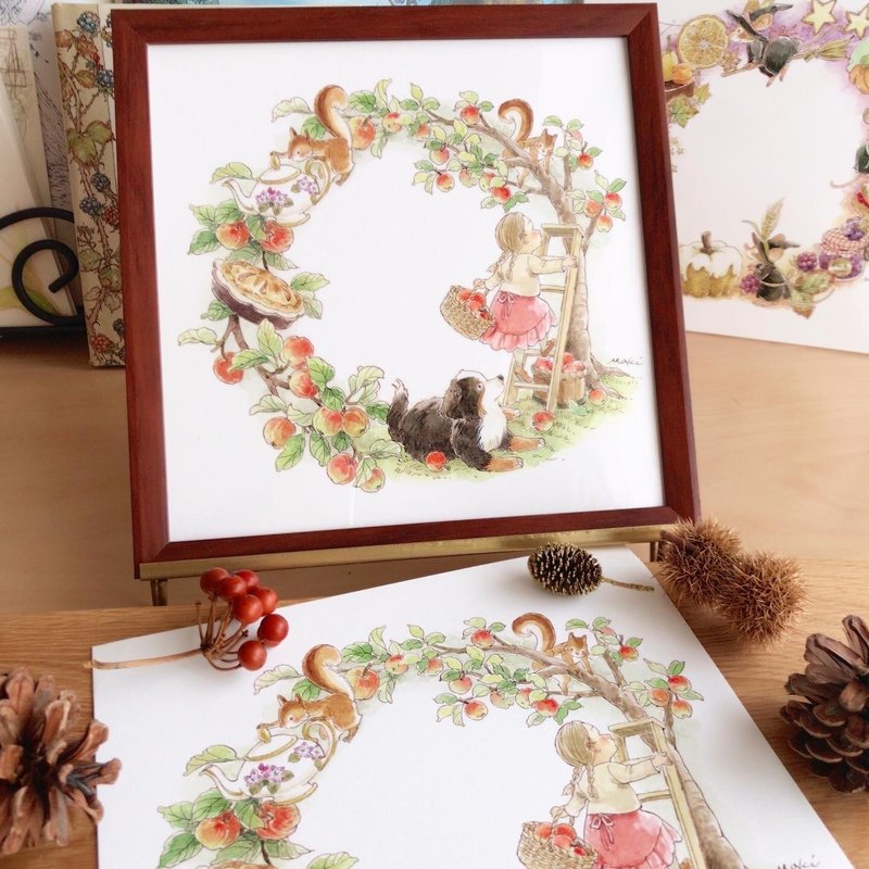 天然花圈 3 件套艺术无框 - 海报/装饰画/版画 - 纸 