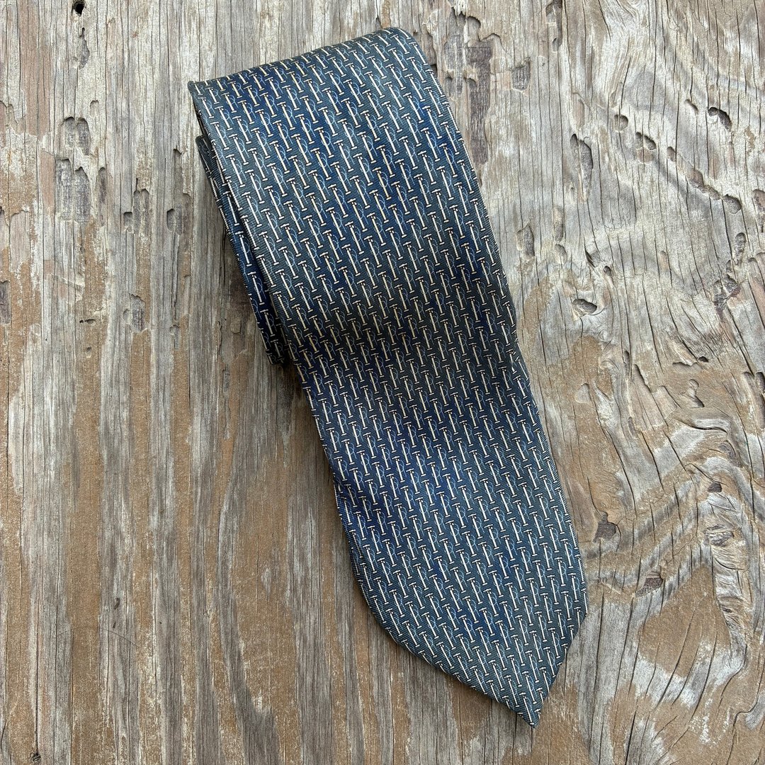 复古 Dunhill London 丝绸领带 蓝色扳手图案 领带 - 领带/领带夹 - 丝．绢 蓝色