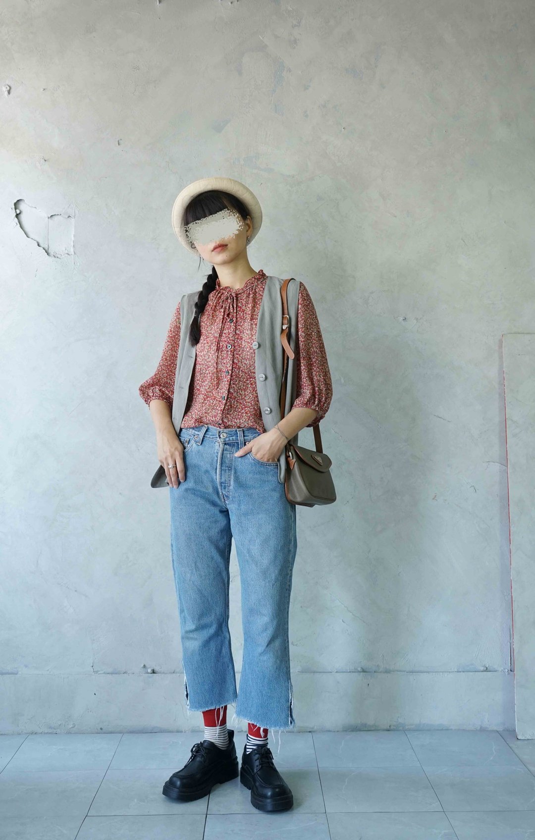 寻宝古着 - 经典 Levis501 排扣水洗蓝 DIY 开衩牛仔九分裤 W28L30 - 女装长裤 - 棉 蓝色
