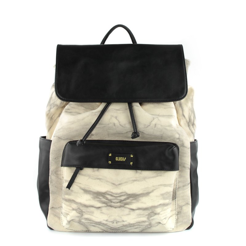 白色大理石纹背包 (可放15"电脑) - 束口袋双肩包 - 其他材质 白色