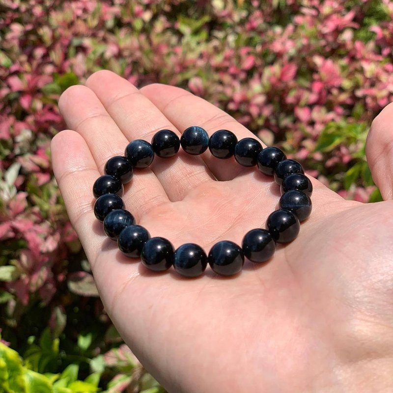 蓝虎眼石 水晶手链 10 mm - 手链/手环 - 水晶 蓝色