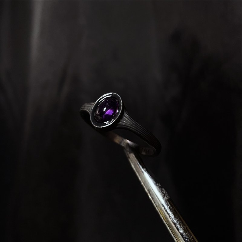 紫水晶之戒 - 戒指 - 纯银 银色
