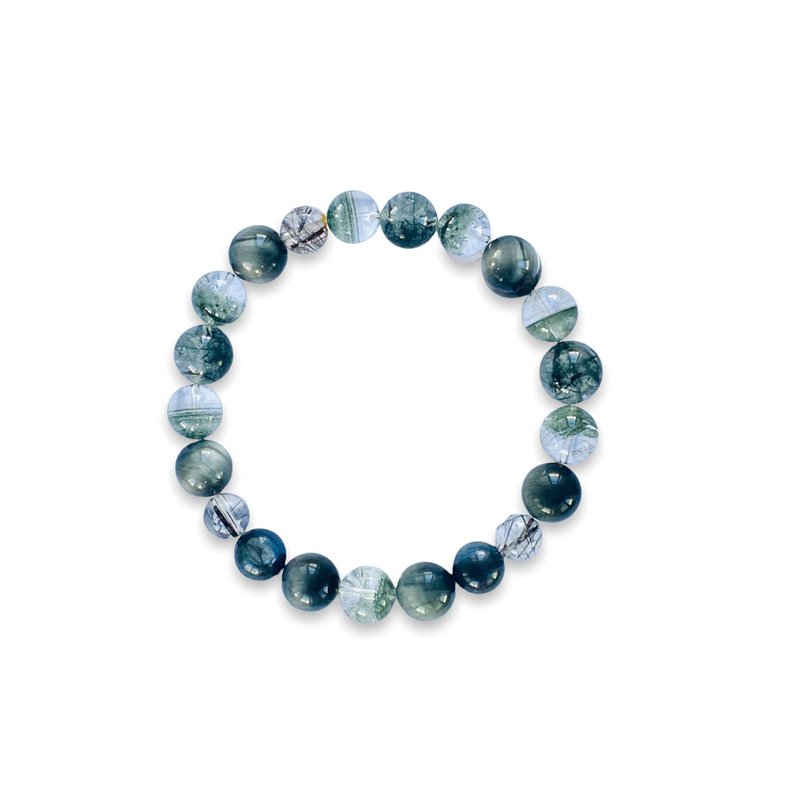 湛金店 原创设计 黑发晶 绿幽灵 鹰眼石 - 手链/手环 - 水晶 