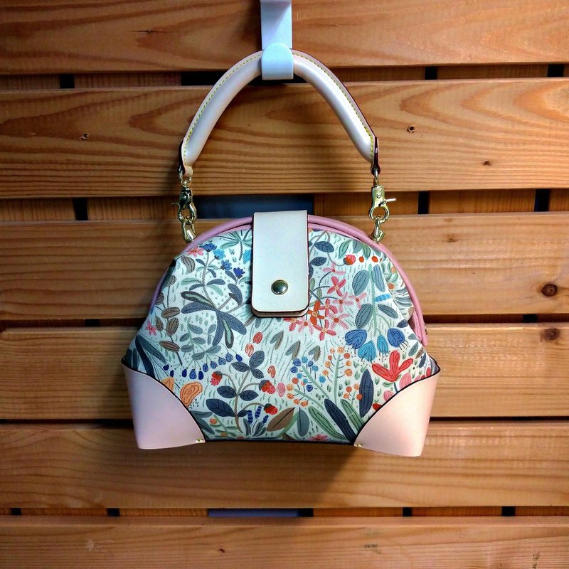 【MY。手作】医生包 / 口金手袋 ~ 牛皮拼接花布 【限量】 - 手提包/手提袋 - 真皮 多色