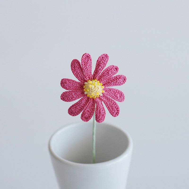 钩针花雏菊 - 摆饰 - 棉．麻 粉红色