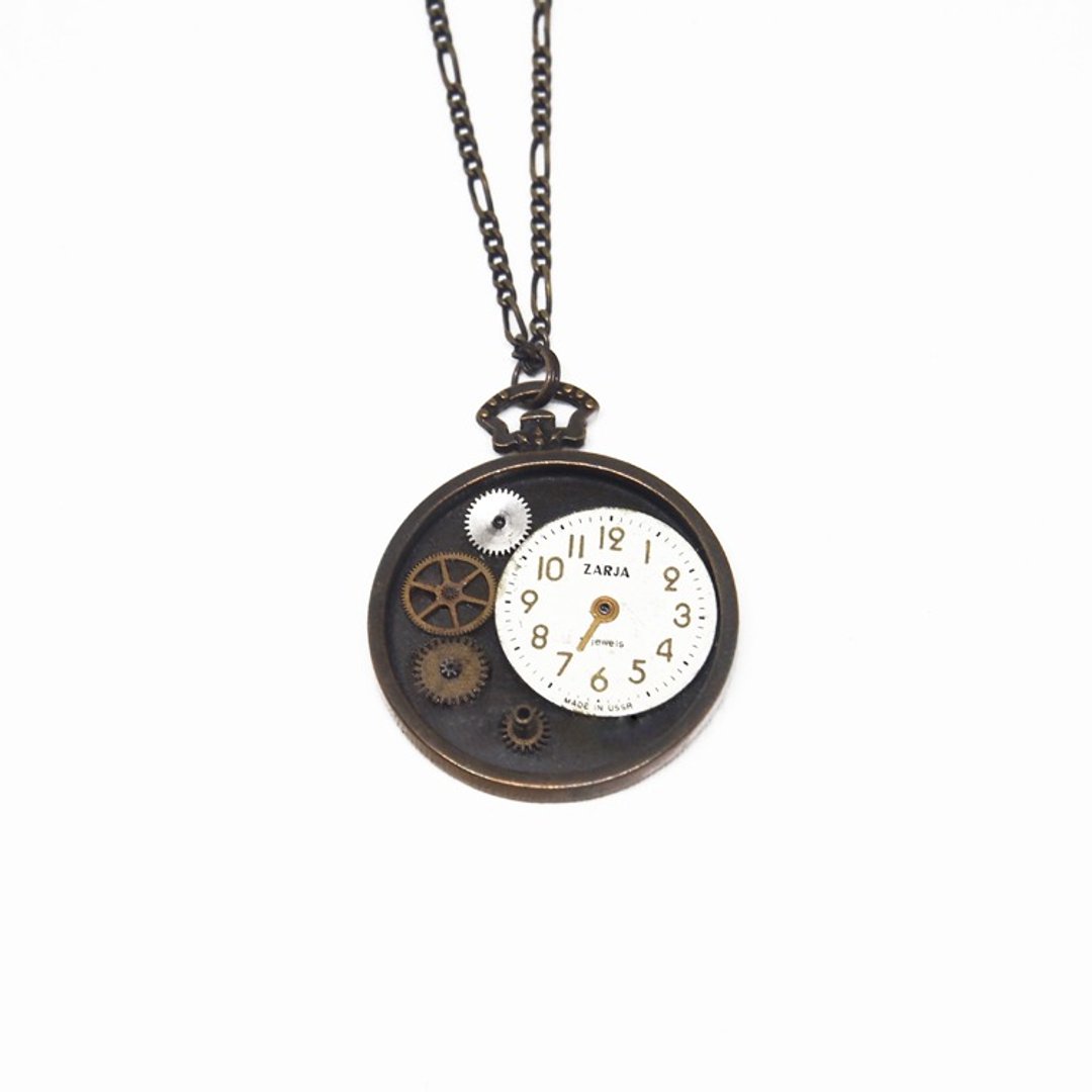 【miniature museum 袖珍博物馆】wonderland clock - 项链 - 其他金属 咖啡色