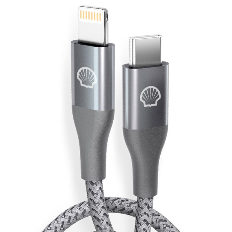 Shell 壳牌USB-C to Lightning反光充电传输线 - 充电宝/传输线 - 尼龙 灰色