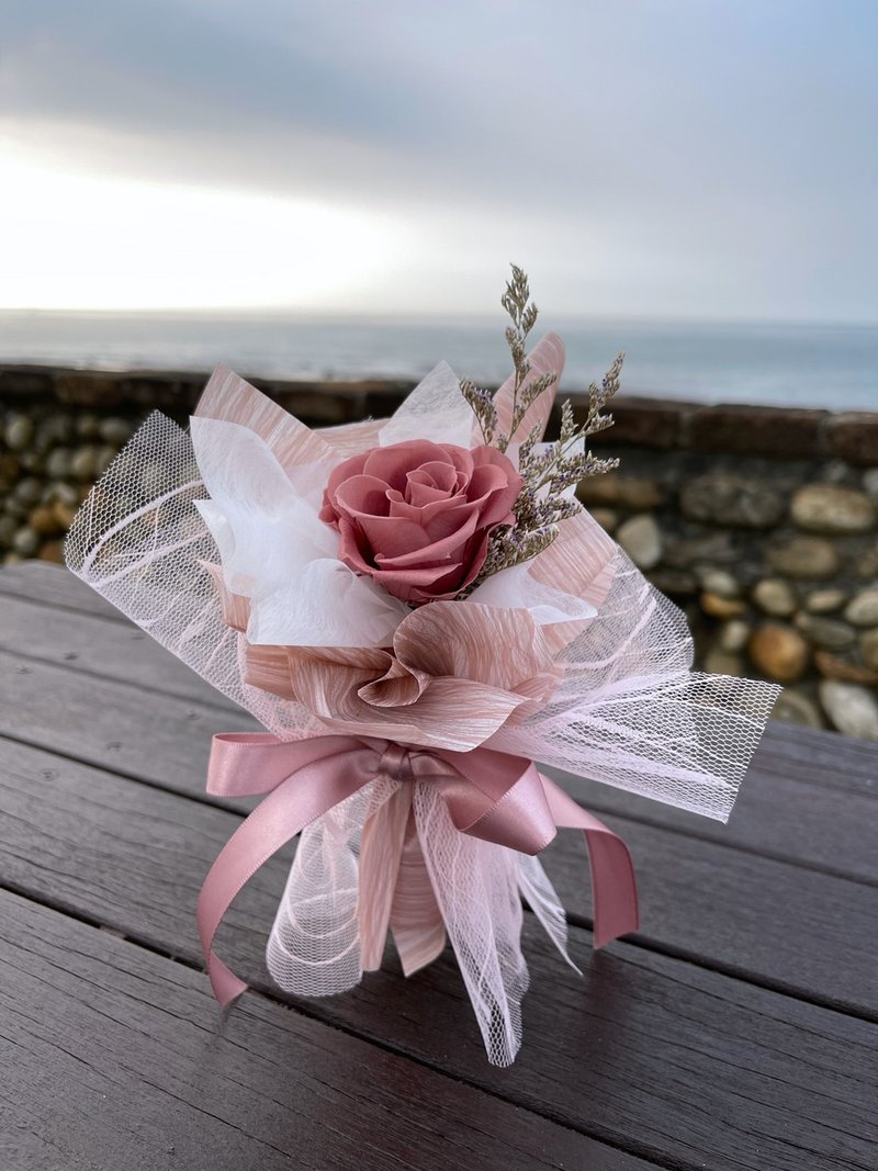 单支永生花不凋玫瑰小花束l情人节花束l办公室礼物l - 干燥花/捧花 - 植物．花 粉红色