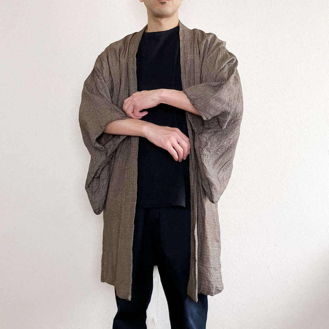 古董男士羽织和服 传统和柄 日式古董 和服外套 - 男装外套 - 其他材质 多色