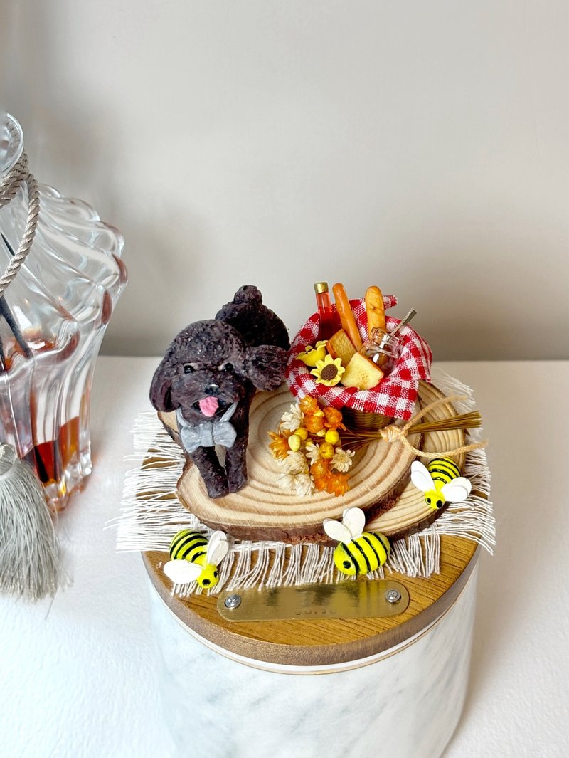 丨定制丨毛孩野餐丨干花束小蜜蜂扩香石宠物礼物纪念盒/骨灰罐/坛 - 其他 - 粘土 黄色