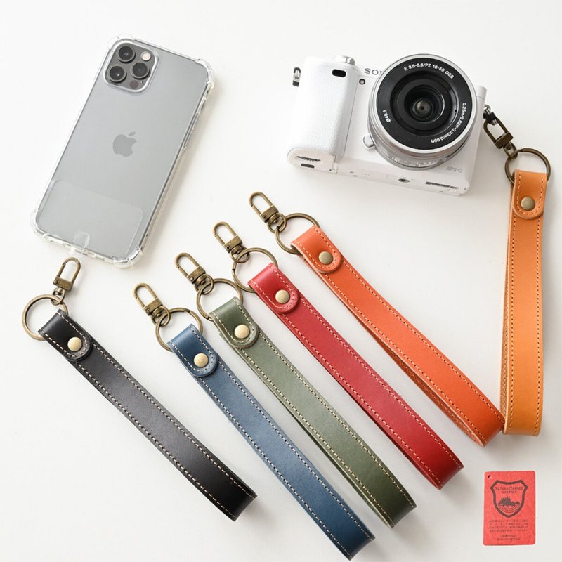 手带透明肩带支架套装 [S Jeans] 栃木真皮智能手机带相机带宽男式 CF05M - 手机配件 - 真皮 橘色