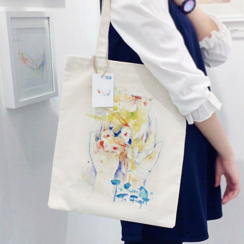 Alice Hobbey  奇幻小鸟系列 手绘水彩 长手提帆布袋 - 侧背包/斜挎包 - 棉．麻 多色