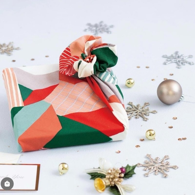 京都风吕敷包巾-小晴 二巾-家(房子-红绿) - 手帕/方巾 - 棉．麻 