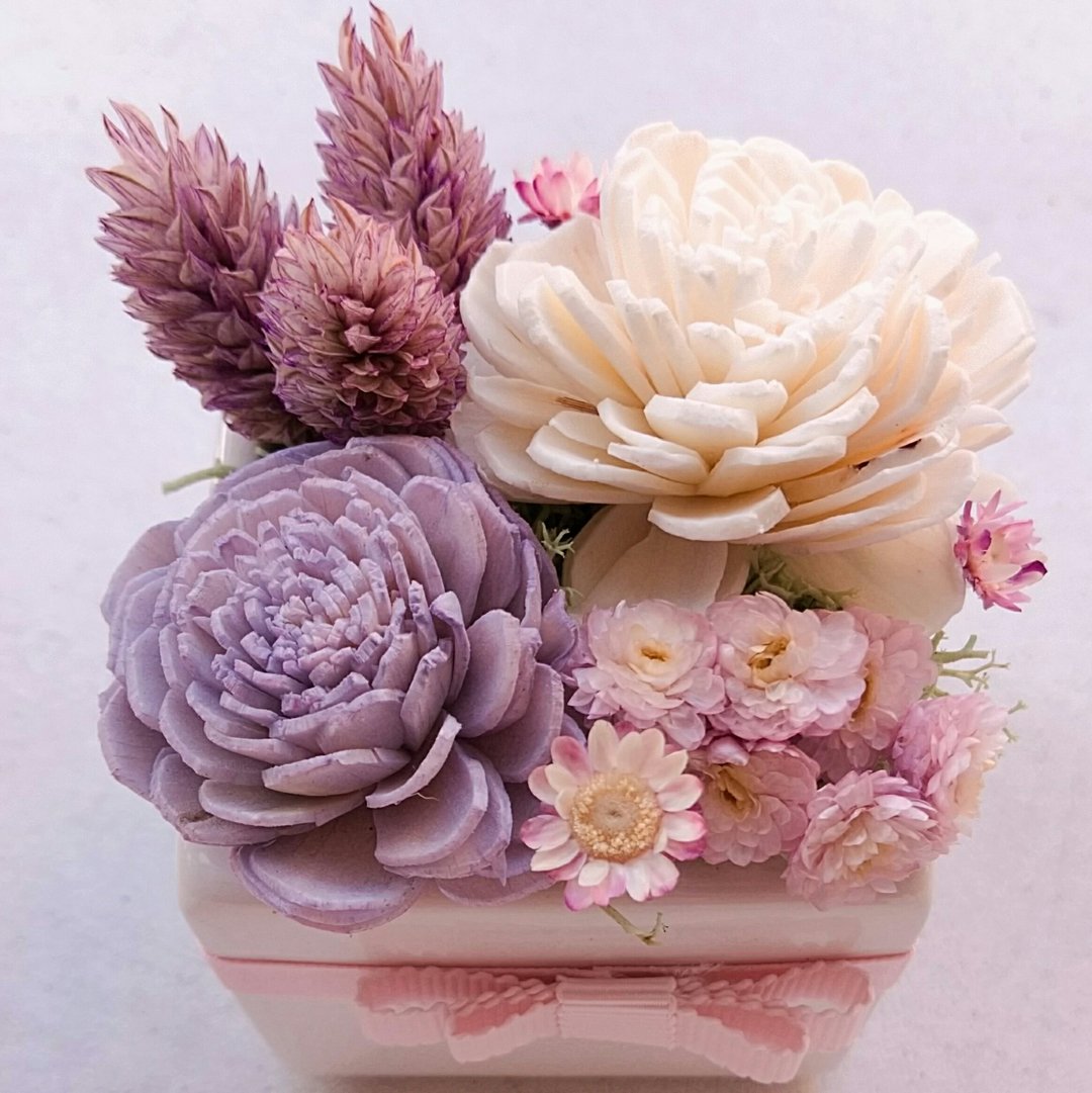 情人节礼物花束马卡龙皇后雪花冰永生盆花结婚捧花永生干燥花毕业 - 干燥花/捧花 - 植物．花 紫色