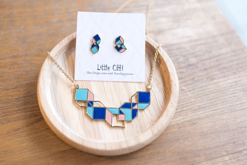 镂空阵列  几何 耳针 耳夹 - 耳环/耳夹 - 珐琅 多色