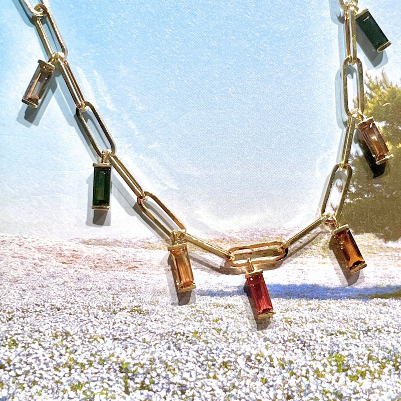 The Rainbow  - 天然彩色碧玺3.05ct 18k黄金手链 - 手链/手环 - 贵金属 