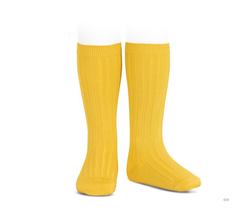 Condor 经典及膝袜-630 黄 (儿童/成人) - 袜子 - 棉．麻 黄色