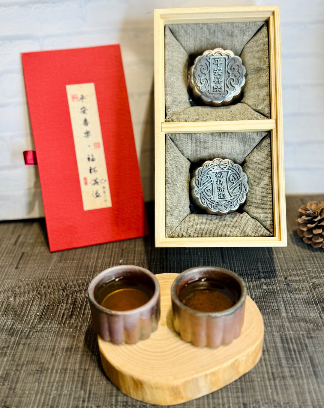 中秋节礼盒柴烧月饼对杯礼盒 茶具 茶杯 手工 马克杯 - 茶具/茶杯 - 陶 