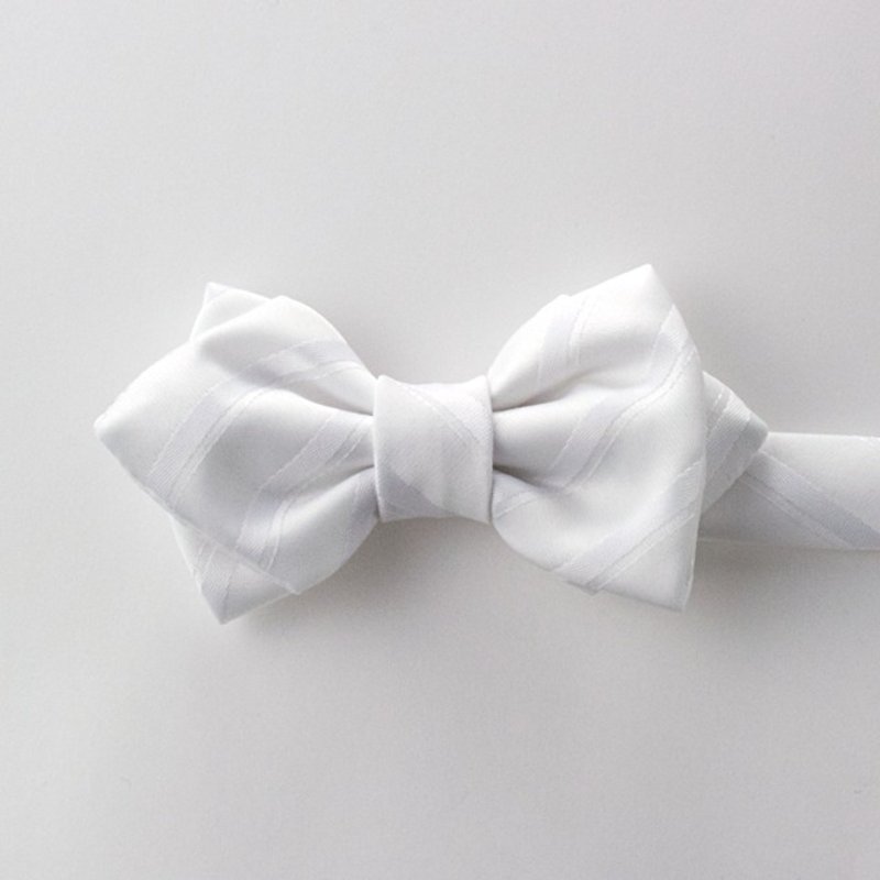 Bowtie (white / Regimental stripes) - 领带/领带夹 - 其他材质 白色