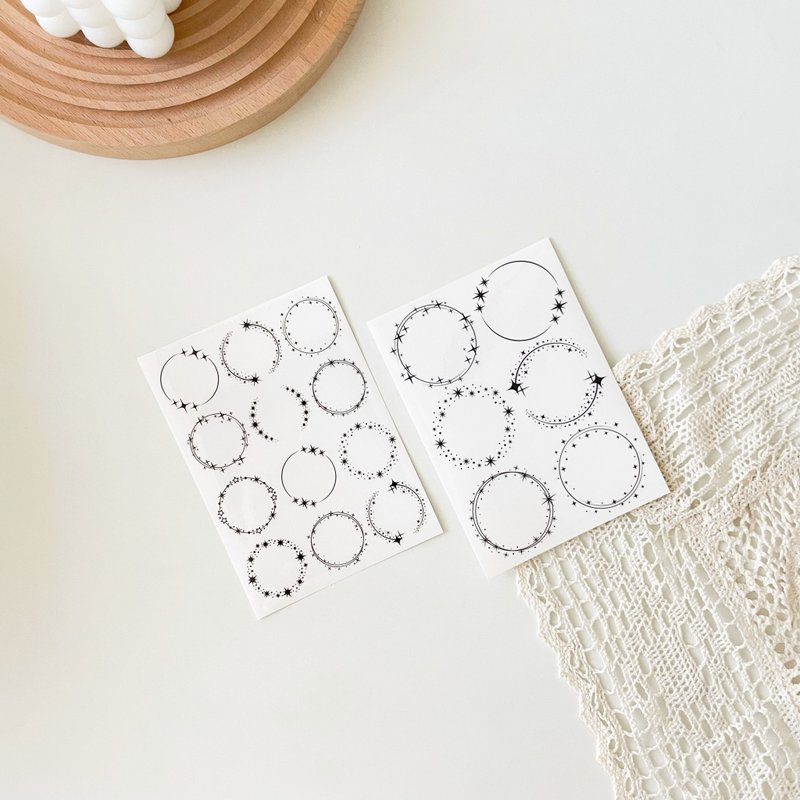 星光星圆框透明贴纸 - 贴纸 - 纸 