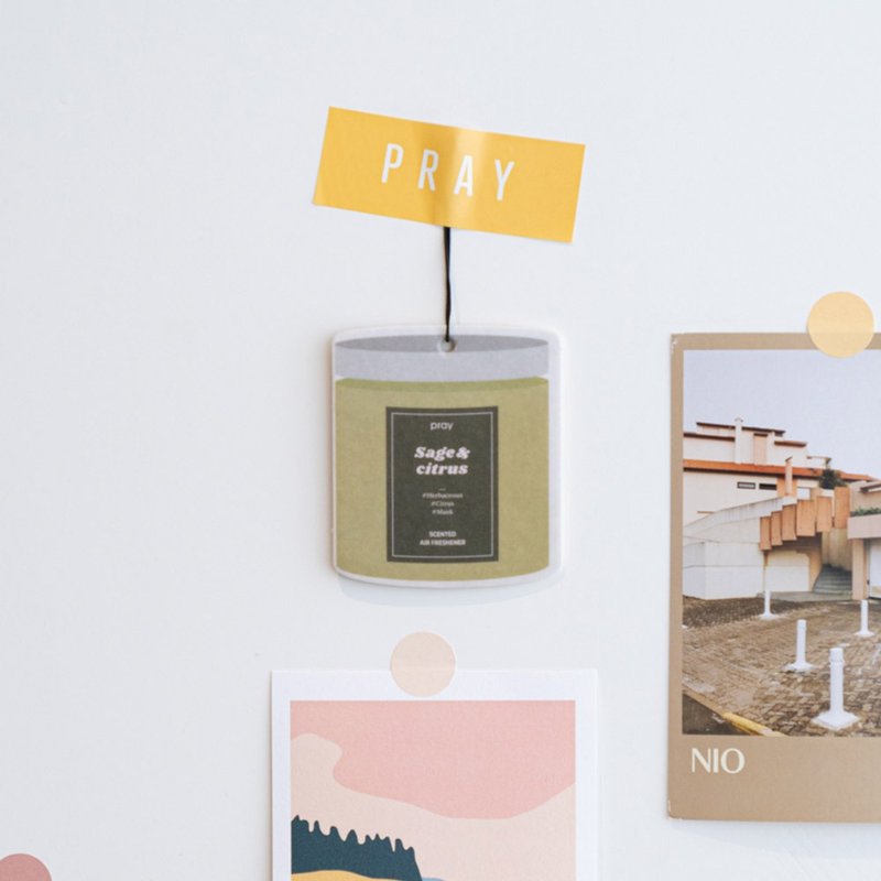 【韩国 PRAY】吊挂香氛片-柑橘鼠尾草 /三入组 - 香薰/精油/线香 - 纸 绿色