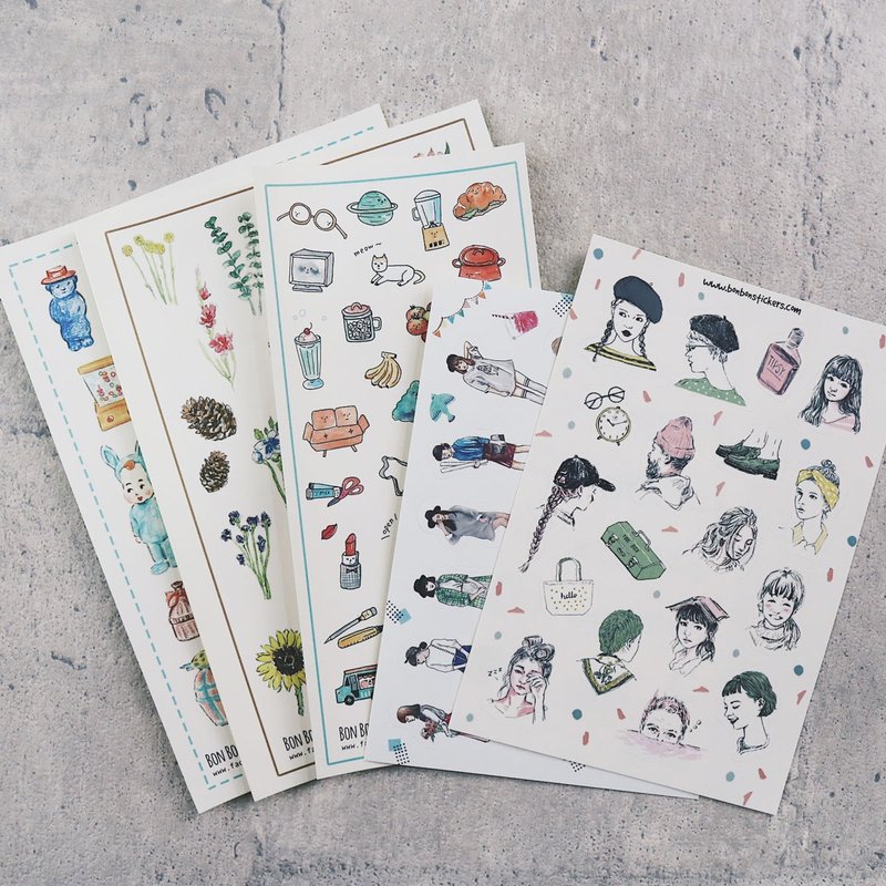 圣诞组合//平面式贴纸5入组（DIY手剪贴纸*3＋割型贴纸*2） - 贴纸 - 纸 