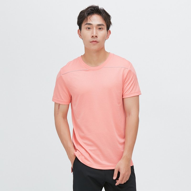配色出芽速干上衣(男)-贝壳粉 - 男装上衣/T 恤 - 聚酯纤维 粉红色