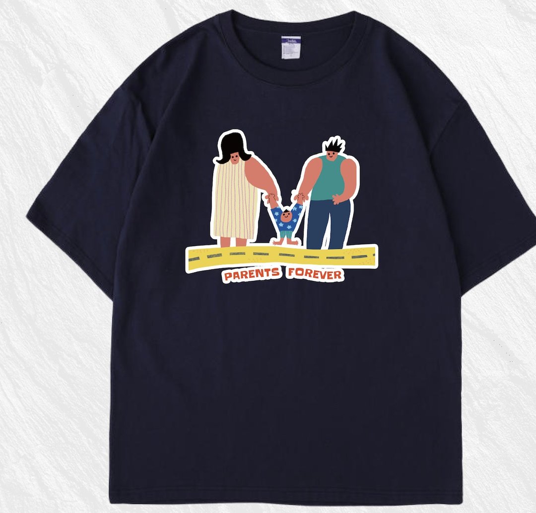 260g重磅插画公益t-shirt - 中性连帽卫衣/T 恤 - 棉 蓝色