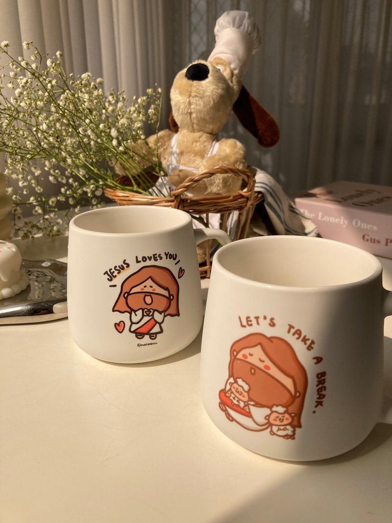 天天与耶稣 - 胖胖马克杯 - 咖啡杯/马克杯 - 陶 白色