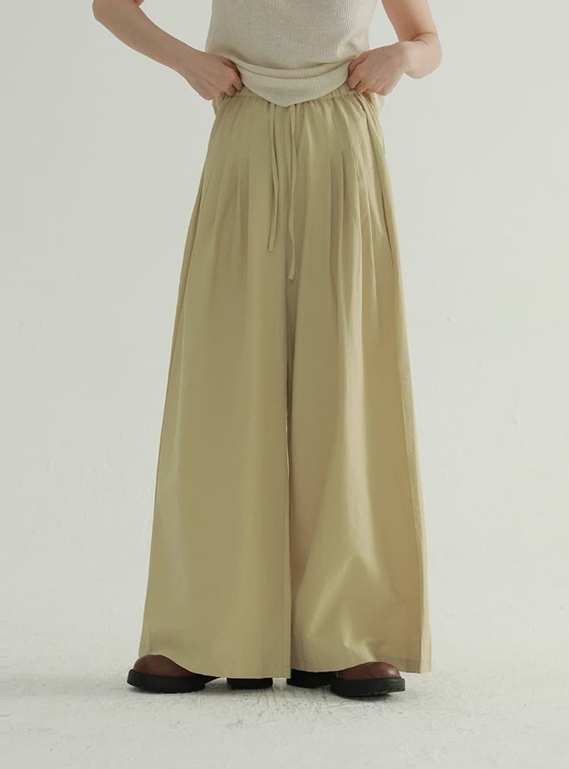 多顏色 棉麻輕薄休閒長褲 休閒簡約百搭寬松直筒闊腿寬褲 - 女装长裤 - 棉．麻 卡其色