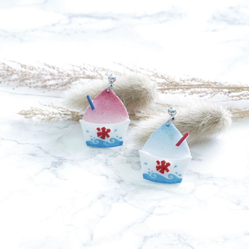 刨冰耳环 - 耳环/耳夹 - 塑料 蓝色