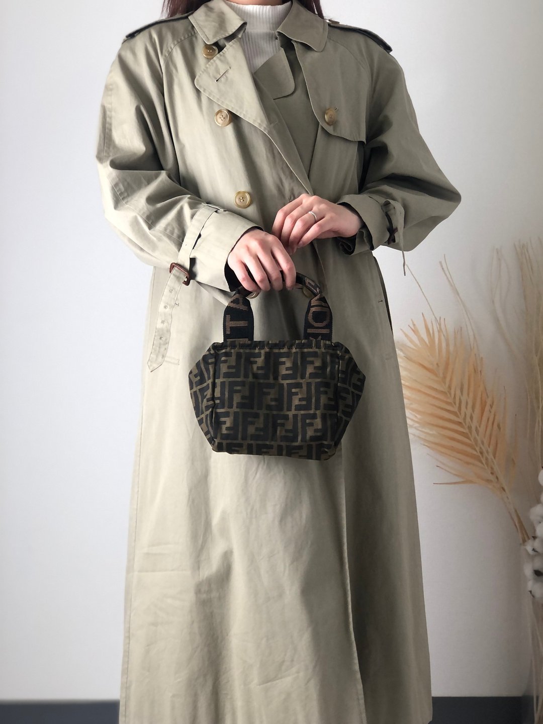 【日本直送，品牌二手包装】FENDI标志手提包棕迷你包复古vintage老w4a7pr - 手提包/手提袋 - 棉 咖啡色